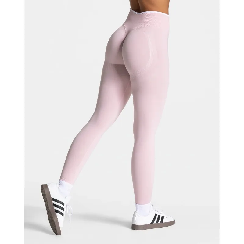 Damskie legginsy do jogi z wysokim stanem, bezszwowe Różowy