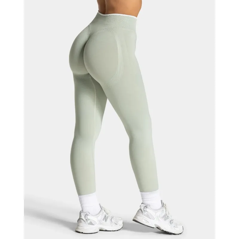 Damskie legginsy do jogi z wysokim stanem, bezszwowe Zielony
