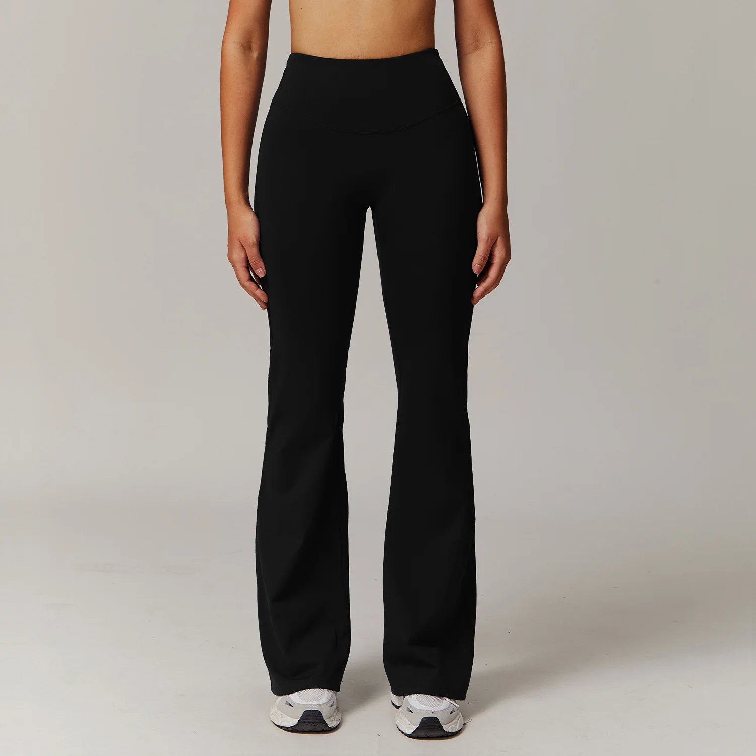 Damskie legginsy dzwony do jogi z wysokim stanem Czarny