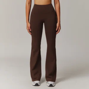 Damskie legginsy dzwony do jogi z wysokim stanem Kawowy
