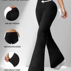 Damskie legginsy dzwony z wysokim stanem do jogi i fitnessu Czarny