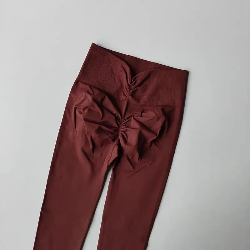 Damskie legginsy do jogi push up z wysokim stanem Czerwony
