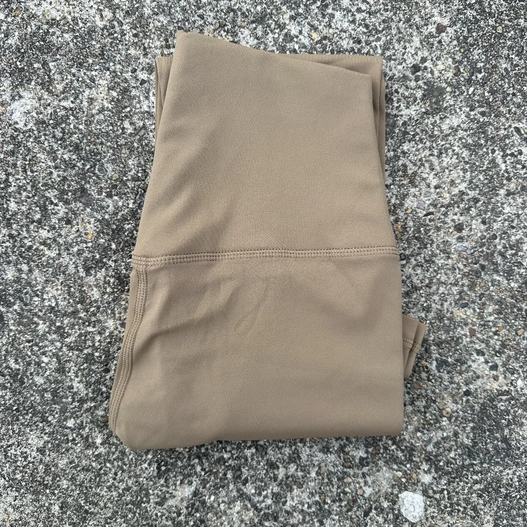 Damskie legginsy do jogi z wysokim stanem i kieszenią Khaki