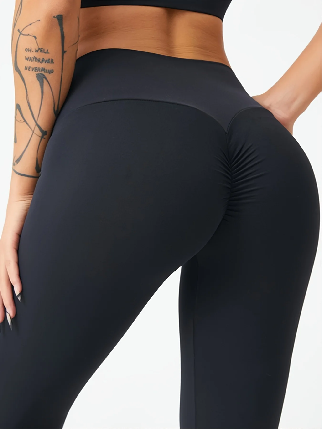 Damskie legginsy do jogi z wysokim stanem szybkoschnące Czarny