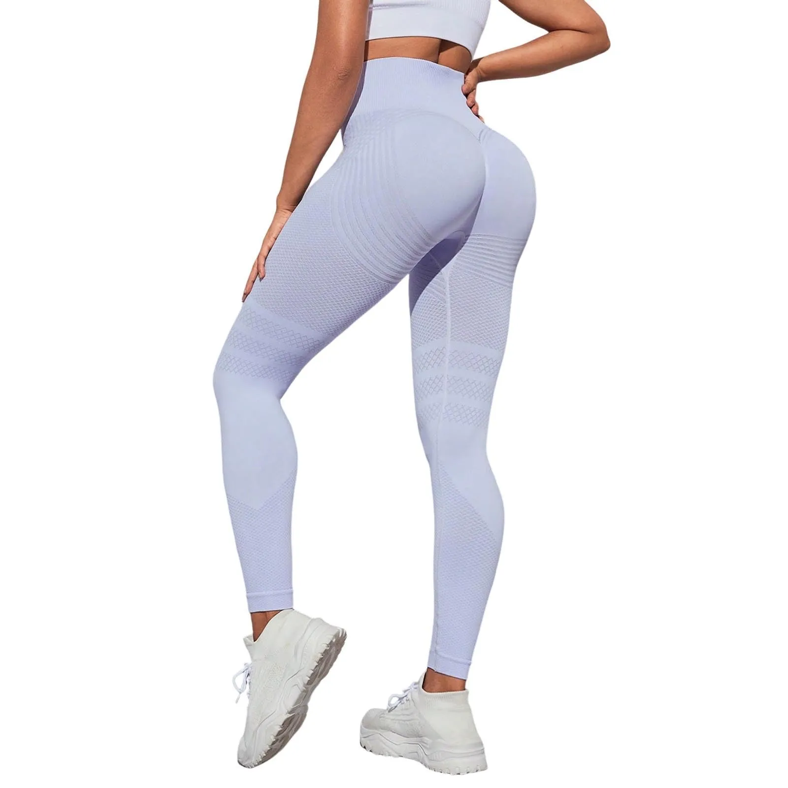 Damskie legginsy kompresyjne 3D antycellulitowe z wysokim stanem Jasnofioletowy