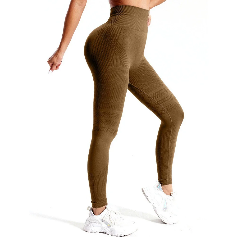Damskie legginsy kompresyjne 3D antycellulitowe z wysokim stanem Khaki