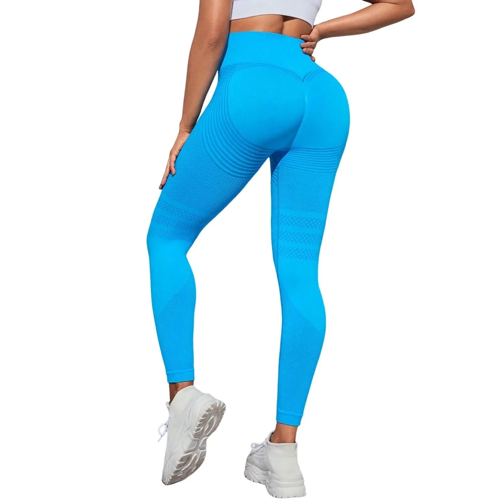 Damskie legginsy kompresyjne 3D antycellulitowe z wysokim stanem Niebieski