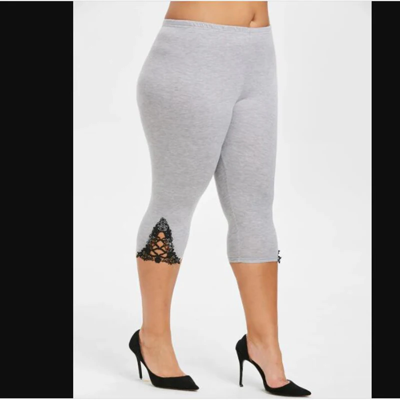 Damskie legginsy 3/4 z koronką w dużych rozmiarach do 7XL Bangdai huihei short