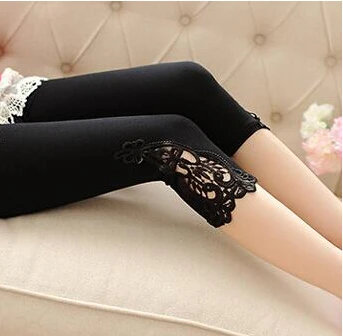 Damskie legginsy 3/4 z koronką w dużych rozmiarach do 7XL San jiao hei short