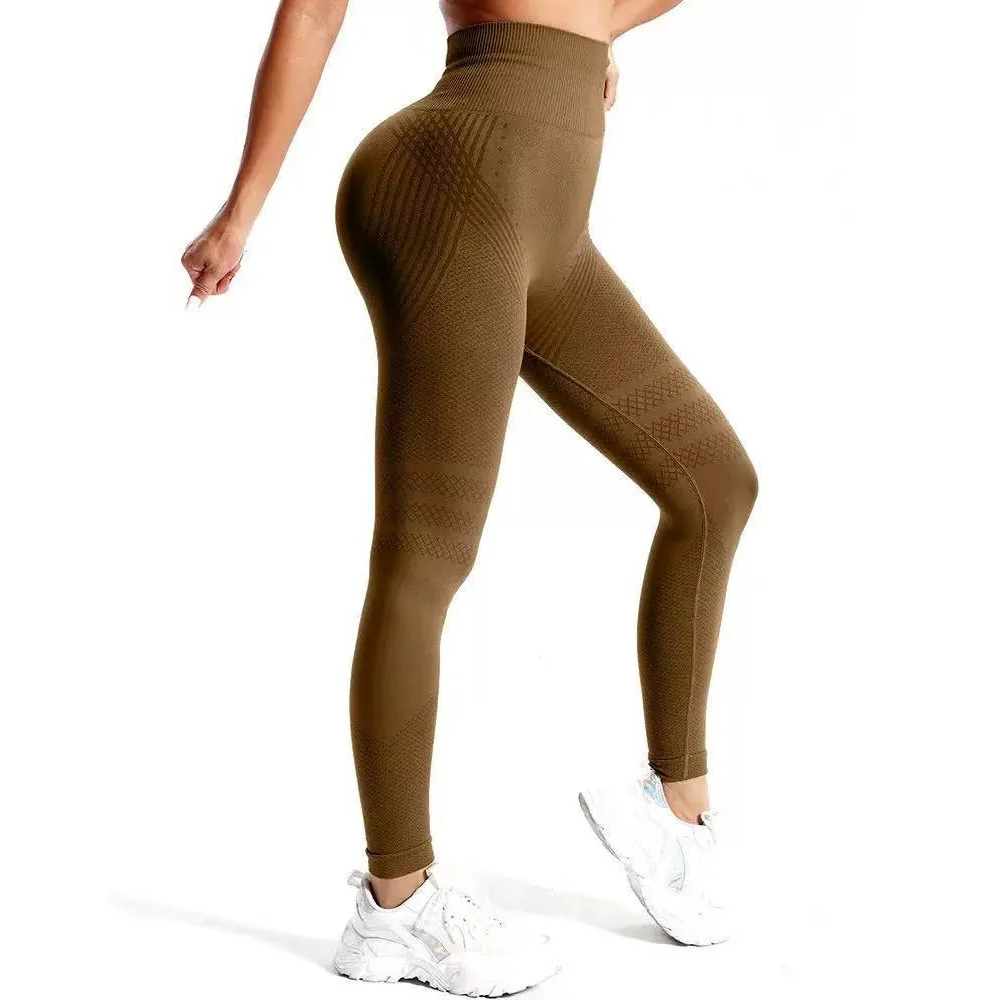 Damskie legginsy modelujące z wysokim stanem 3D Brązowy