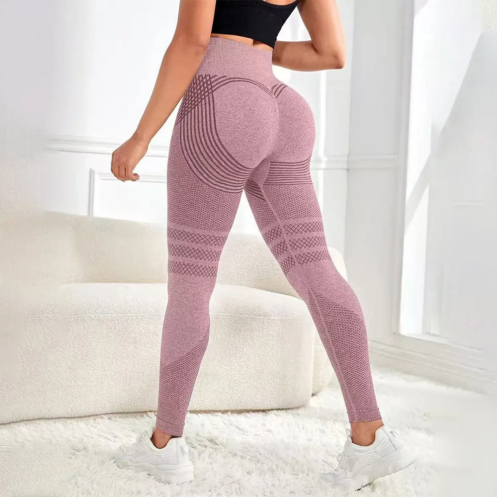 Damskie legginsy modelujące z wysokim stanem 3D Różowy
