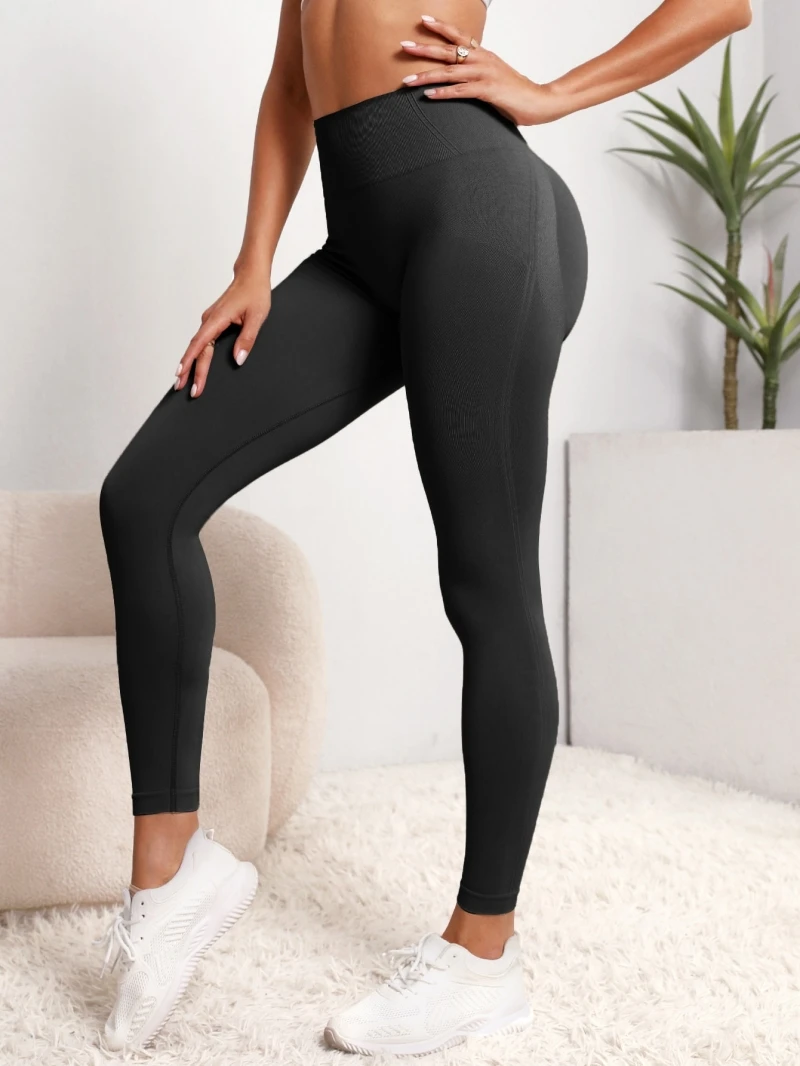 Damskie legginsy push-up z wysokim stanem do jogi Czarny