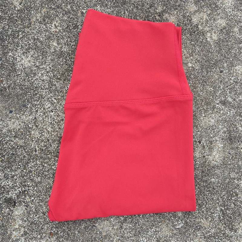 Damskie legginsy sportowe z kieszeniami i wysokim stanem Czerwony