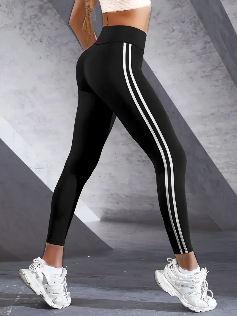 Damskie legginsy sportowe z wysokim stanem Czarny