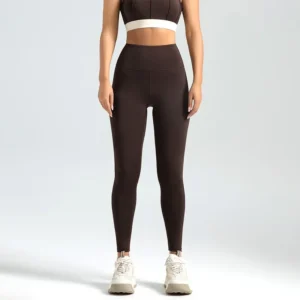 Damskie legginsy sportowe 7/8 z wysokim stanem Ciemnozielony