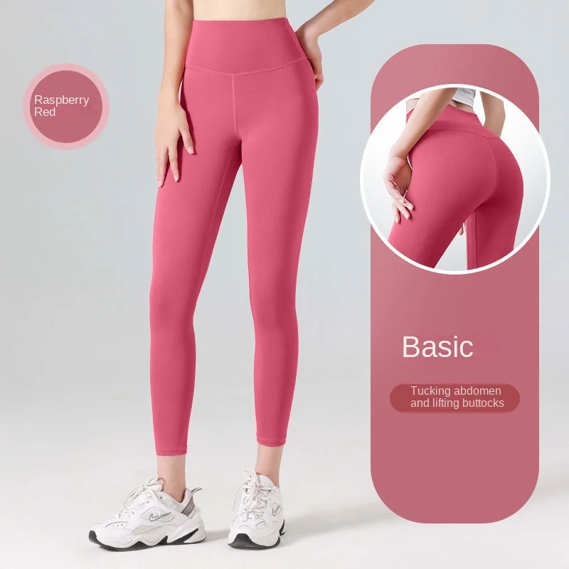 Damskie legginsy sportowe 7/8 z wysokim stanem Czerwony