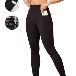 Damskie legginsy sportowe z kieszeniami i wysokim stanem 1
