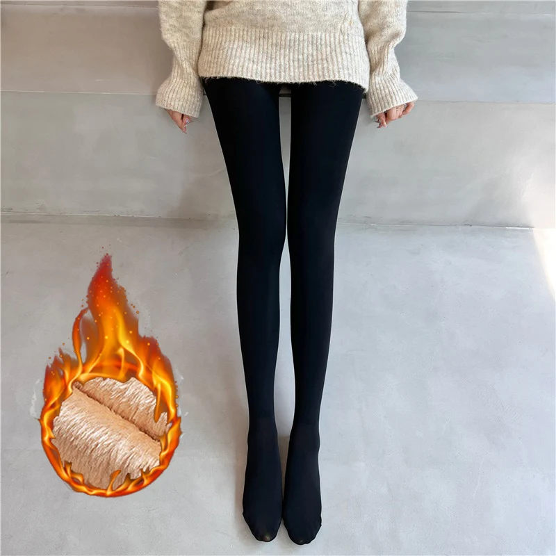 Damskie legginsy termiczne ocieplane z wysokim stanem Czarny