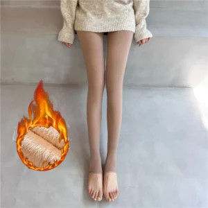 Damskie legginsy termiczne ocieplane z wysokim stanem Milk tea 300g