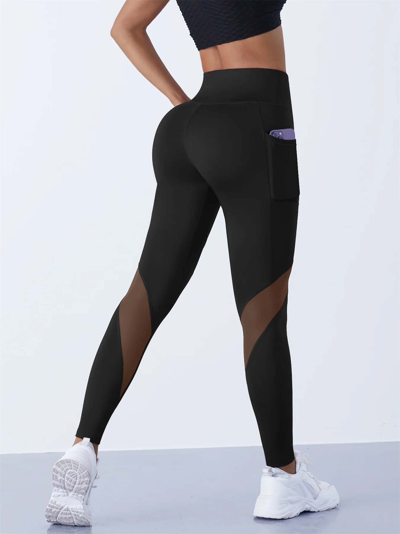 Damskie legginsy z siatki z wysokim stanem K4011 9