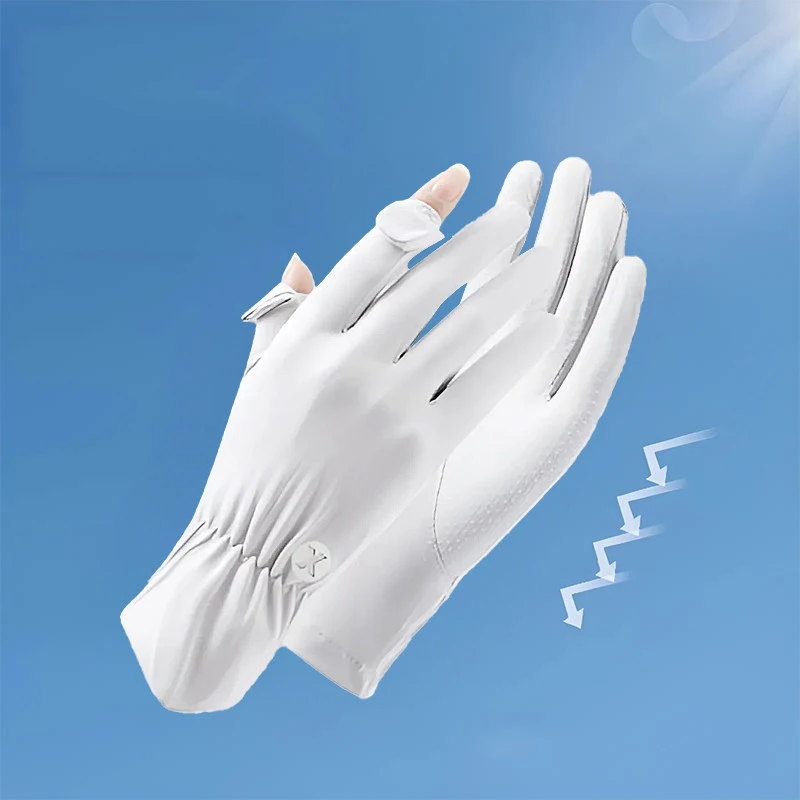 Damskie letnie rękawiczki UV cienkie – touchscreen do auta, zakupów i outdooru Biały