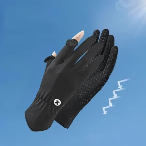 Damskie letnie rękawiczki UV cienkie – touchscreen do auta, zakupów i outdooru Czarny