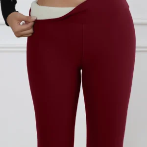 Damskie ocieplane legginsy z polaru z kieszeniami – termiczne 534wine