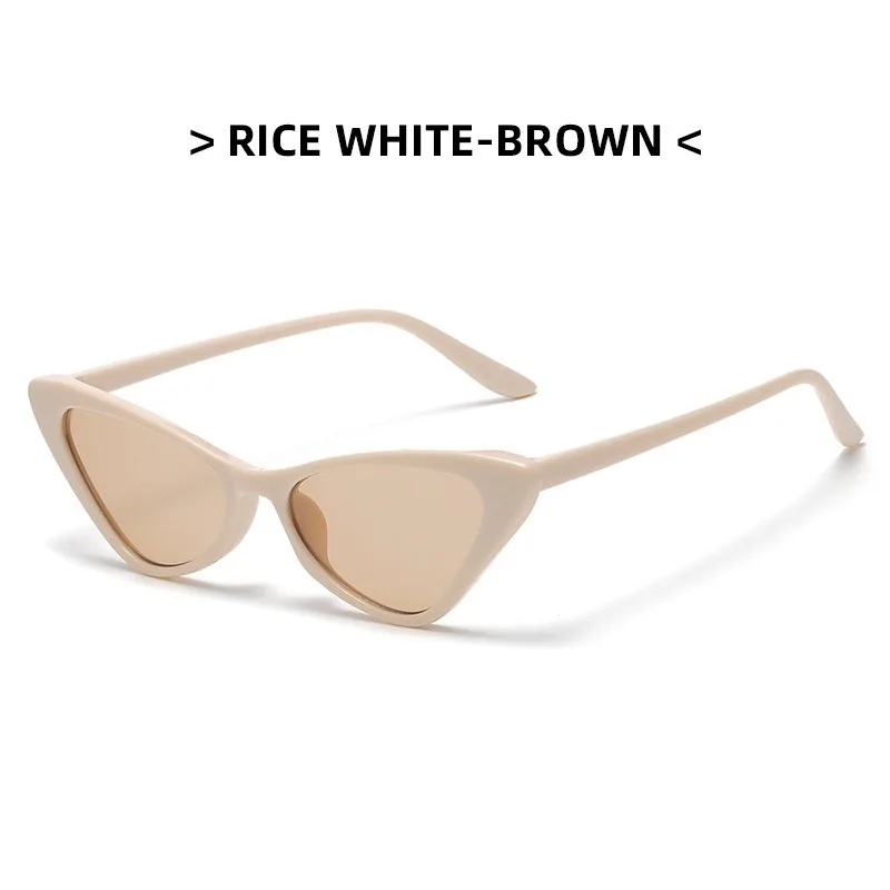 Damskie okulary kocie oko - małe, w stylu retro Beżowy