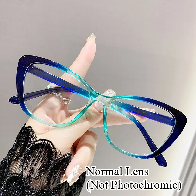 Damskie okulary korekcyjne fotochromowe kocie oko na minus Blue(normal)