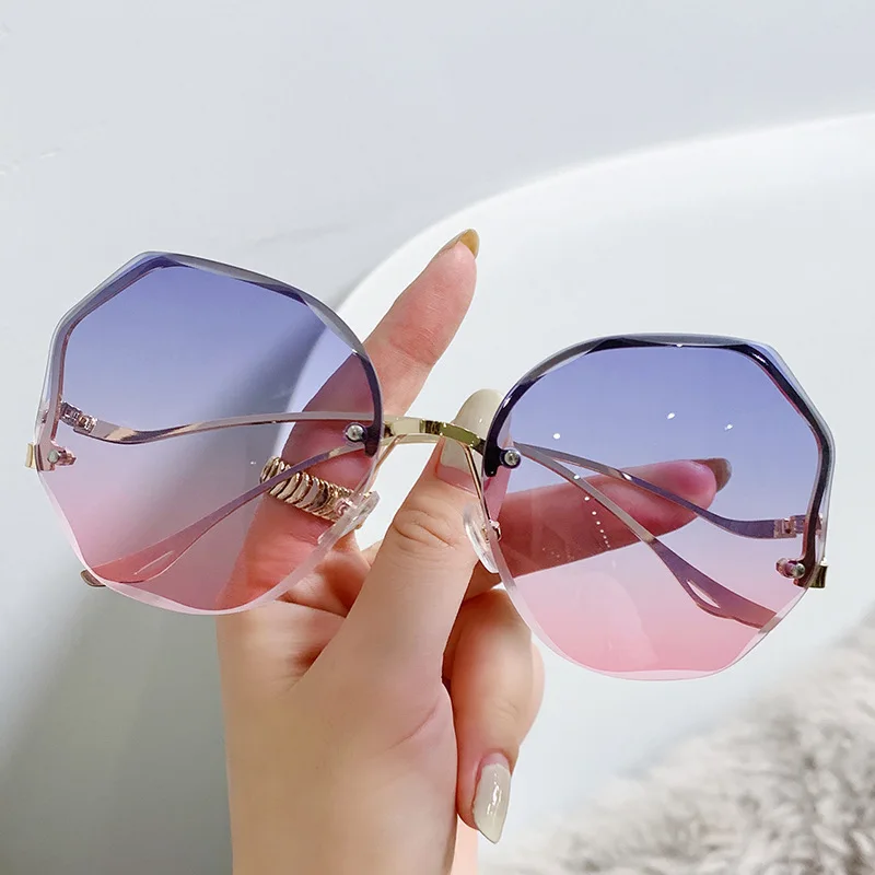 Damskie okulary przeciwsłoneczne kocie oko oversize UV400 Niebieski