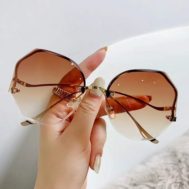 Damskie okulary przeciwsłoneczne kocie oko oversize UV400 Brązowy