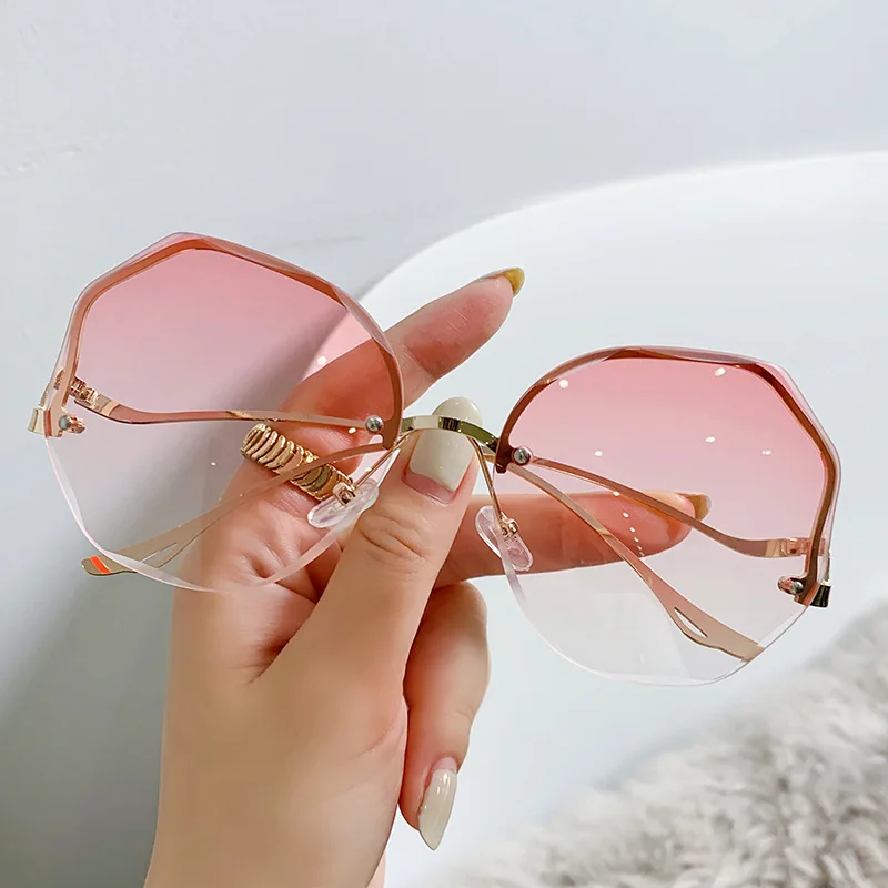 Damskie okulary przeciwsłoneczne kocie oko oversize UV400 Różowy