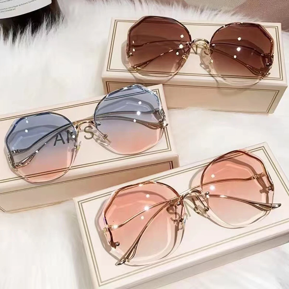Damskie okulary przeciwsłoneczne kocie oko oversize UV400 żółty