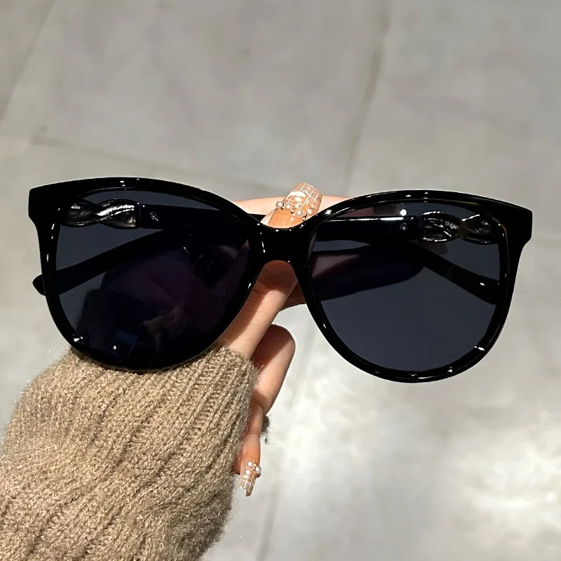 Damskie okulary przeciwsłoneczne kocie oko retro motyl Czarny
