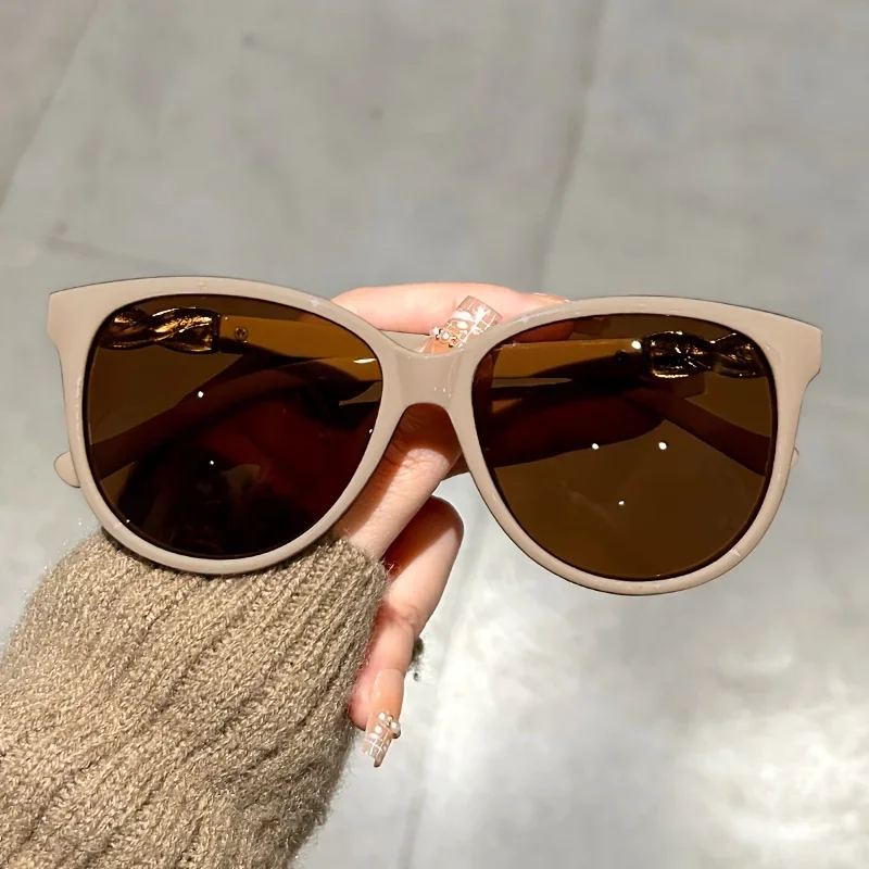 Damskie okulary przeciwsłoneczne kocie oko retro motyl Khaki