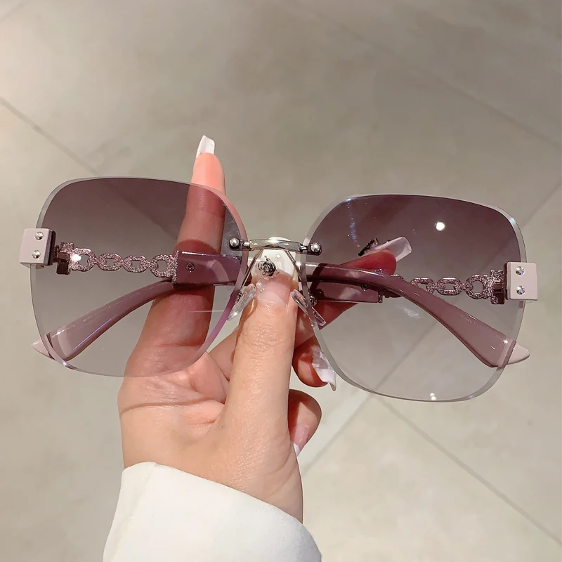 Damskie okulary przeciwsłoneczne oversize bez oprawek Szary