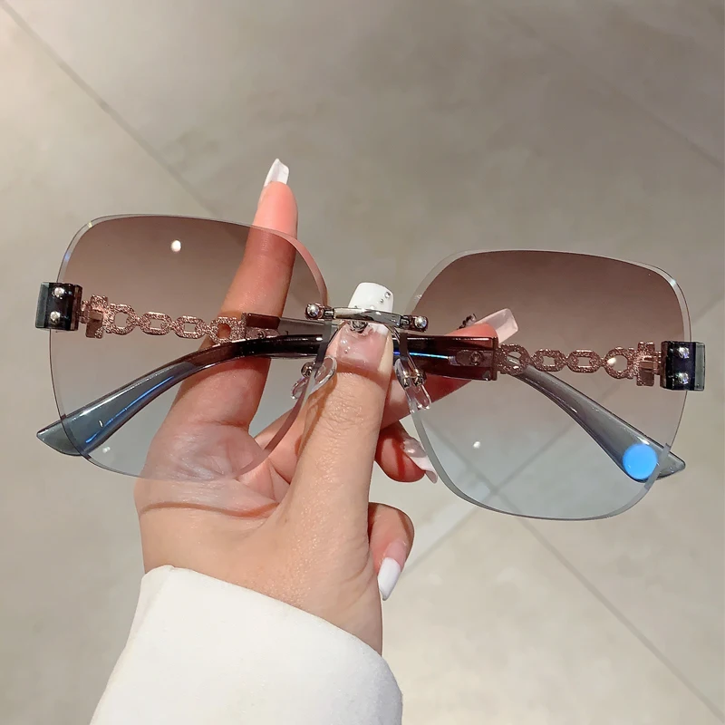 Damskie okulary przeciwsłoneczne oversize bez oprawek 2354c4 teablue