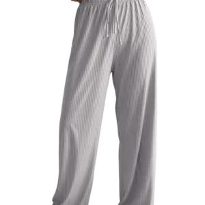Damskie spodnie dżinsowe w kolorowe paski, szerokie nogawki E casual pants