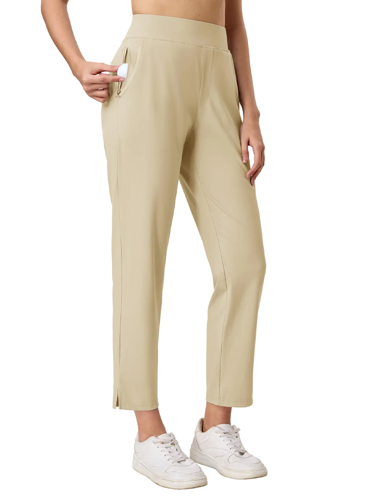 Damskie spodnie golfowe TACVASEN UPF 50+ szybkoschnące Khaki