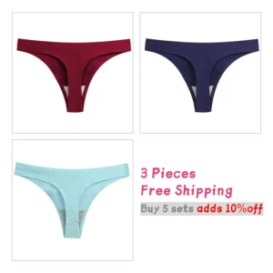 Damskie stringi bezszwowe 3 sztuki – komplet majtek do jogi plus size Set 6