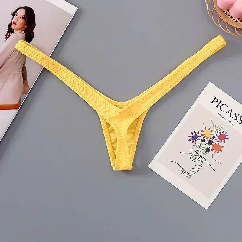 Damskie stringi z głębokim dekoltem V — oddychające mini majtki Szary