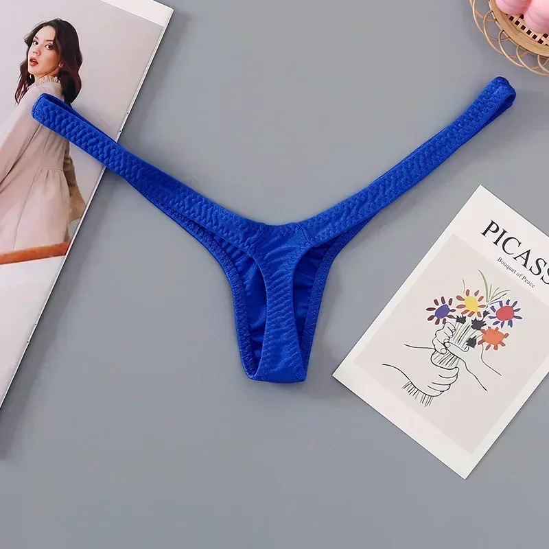 Damskie stringi z głębokim dekoltem V — oddychające mini majtki Złoto