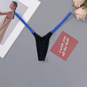 Damskie stringi T-back z cienkimi ramiączkami — niski stan Beżowy