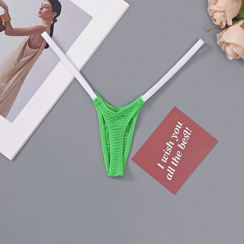 Damskie stringi T-back z cienkimi ramiączkami — niski stan Błękitny