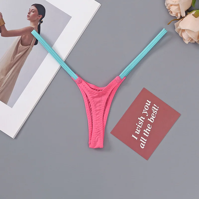 Damskie stringi T-back z cienkimi ramiączkami — niski stan Khaki