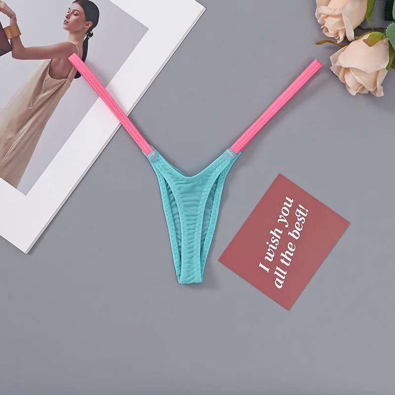Damskie stringi T-back z cienkimi ramiączkami — niski stan Srebrny