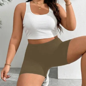 Damskie szorty rowerowe plus size do jogi i fitnessu Brązowy