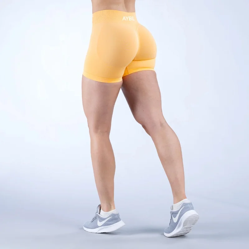 Damskie szorty sportowe push-up do fitnessu i na rower Żółty
