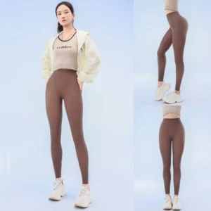 Damskie ultracienkie legginsy przeciwsłoneczne Kawowy