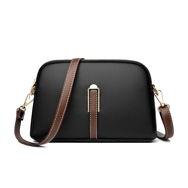 Designerska torebka damska z klapką ze skóry bydlęcej — crossbody Czarny